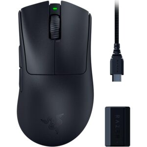 Razer DeathAdder V3 Pro Wireless Gaming Mouse + HyperPolling Wireless Dongle: 63g Lightweight - Optical Switches Gen-3 - Focus Pro 30K Optical Sensor - 5 Programmable Buttons -...