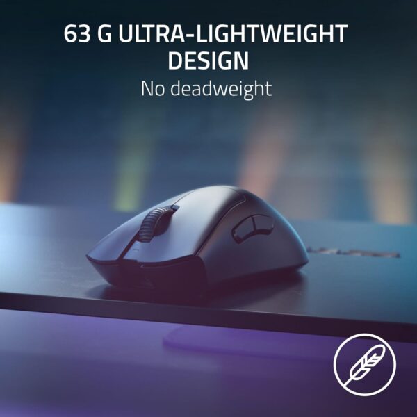 Razer DeathAdder V3 Pro Wireless Gaming Mouse + HyperPolling Wireless Dongle: 63g Lightweight - Optical Switches Gen-3 - Focus Pro 30K Optical Sensor - 5 Programmable Buttons -...