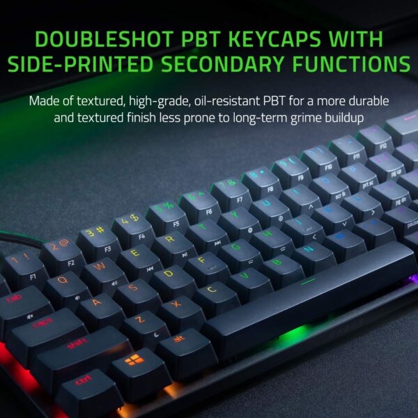 Razer Huntsman Mini (Paarse schakelaar) - Compact 60% gaming toetsenbord (klikkende optische schakelaars, Doubleshot PBT toetsen, afneembare USB-C kabel) QWERTY VS indeling | Zwart