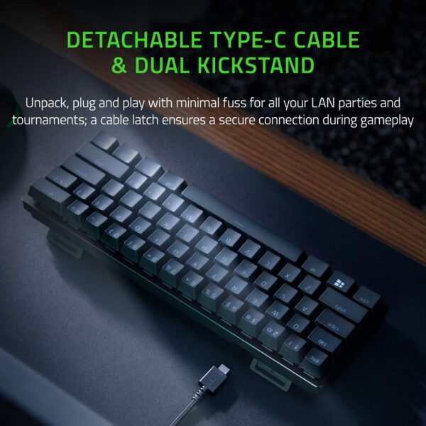 Razer Huntsman Mini (Paarse schakelaar) - Compact 60% gaming toetsenbord (klikkende optische schakelaars, Doubleshot PBT toetsen, afneembare USB-C kabel) QWERTY VS indeling | Zwart