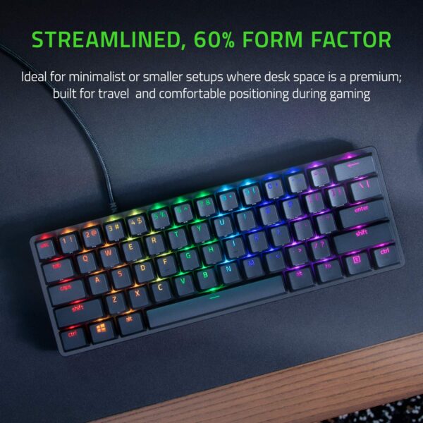 Razer Huntsman Mini (Paarse schakelaar) - Compact 60% gaming toetsenbord (klikkende optische schakelaars, Doubleshot PBT toetsen, afneembare USB-C kabel) QWERTY VS indeling | Zwart