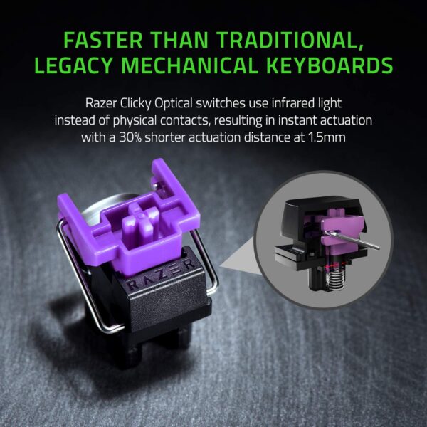 Razer Huntsman Mini (Purple Switch), Compact Gaming Keyboard, 60% with Opto-Mechanical Switches (PBT Keycaps, Detachable USB-C Cable), Spanish Keyboard, Black