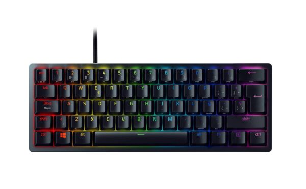 Razer Huntsman Mini (Purple Switch), Compact Gaming Keyboard, 60% with Opto-Mechanical Switches (PBT Keycaps, Detachable USB-C Cable), Spanish Keyboard, Black