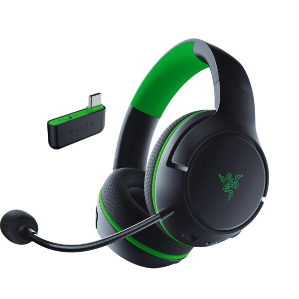 Razer Kaira Pro - Draadloze Gaming Headset voor Xbox Series X/S + Xbox One + PC + Bluetooth (Wireless, titanium-drivers van 50 mm, supercardioïde microfoon) Zwart - Groen