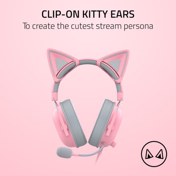 Razer Kitty Oortjes V2 - Universele Clip-on Kitty Oortjes Voor Headsets (Veelzijdig, Verstelbare Riempjes, 26g Lichtgewicht Premium Silicone) Roze