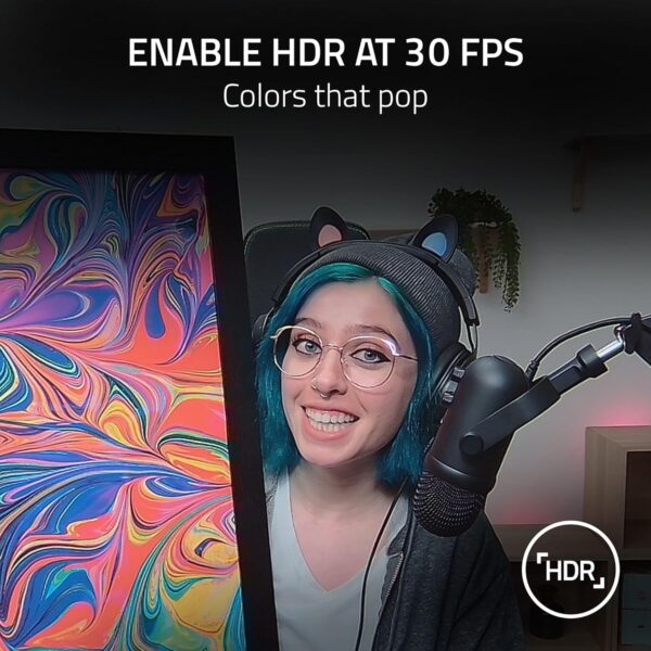 Razer Kiyo Pro - USB HD-Streaming Camera met Hoge Prestatie Lichtsensor en Voet (Webcam, Full HD Video 1080p, 60 FPS, HDR, Groothoeklens, Open Broadcaster Software, Xsplit) Zwart