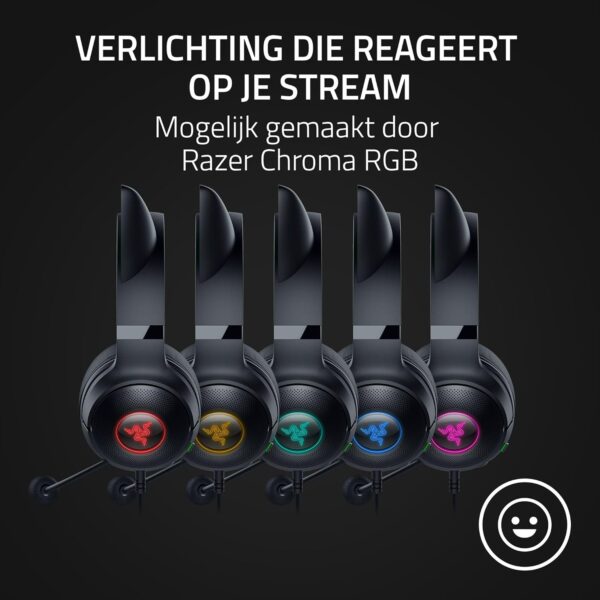 Razer Kraken Kitty V2 - Bedrade RGB Headset met Cat Ears (Reactive Streaming Lighting, Razer HyperClear Mic, TriForce 40mm Drivers, 7.1 Surround Sound) Zwart