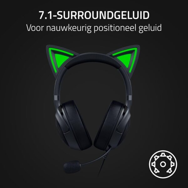 Razer Kraken Kitty V2 - Bedrade RGB Headset met Cat Ears (Reactive Streaming Lighting, Razer HyperClear Mic, TriForce 40mm Drivers, 7.1 Surround Sound) Zwart