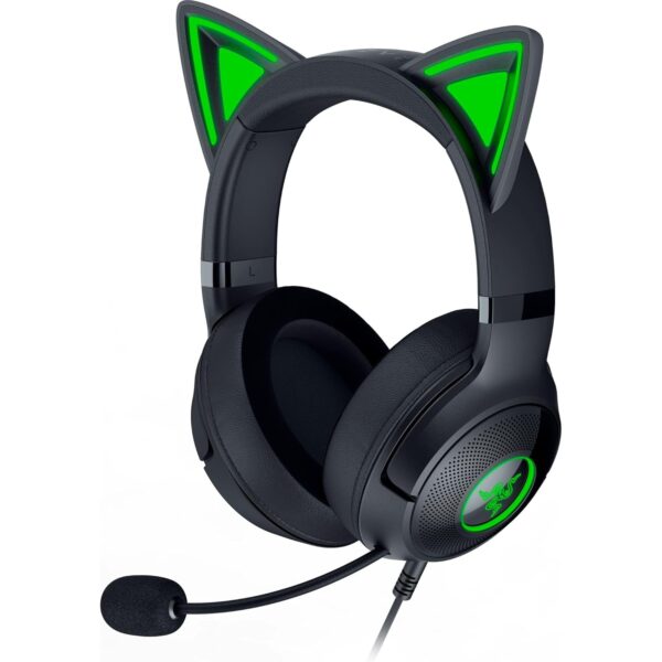 Razer Kraken Kitty V2 - Bedrade RGB Headset met Cat Ears (Reactive Streaming Lighting, Razer HyperClear Mic, TriForce 40mm Drivers, 7.1 Surround Sound) Zwart