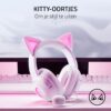 Razer Kraken Kitty V2 - Bedrade RGB Headset met Kitty-oortjes voor gamen en streamen (325 g, TriForce 40 mm Drivers, HyperClear Cardioid Mic, Surround Sound) Wit