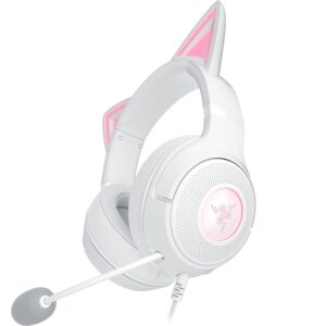 Razer Kraken Kitty V2 - Bedrade RGB Headset met Kitty-oortjes voor gamen en streamen (325 g, TriForce 40 mm Drivers, HyperClear Cardioid Mic, Surround Sound) Wit