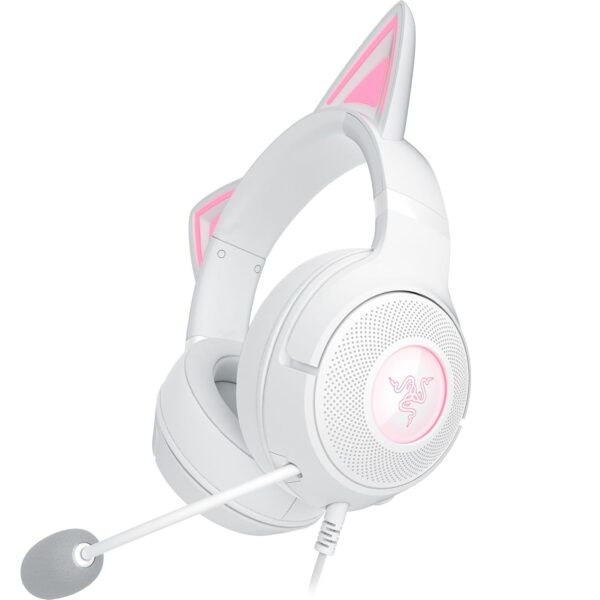 Razer Kraken Kitty V2 - Bedrade RGB Headset met Kitty-oortjes voor gamen en streamen (325 g, TriForce 40 mm Drivers, HyperClear Cardioid Mic, Surround Sound) Wit