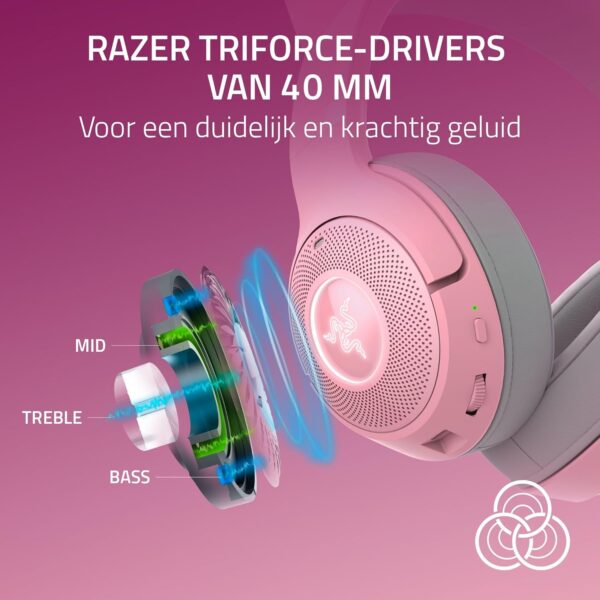Razer Kraken Kitty V2 BT - Draadloze Bluetooth RGB Headset met Kitten Oren (Bluetooth 5.2, TriForce 40mm Drivers, geïntegreerde Mic, 325g Lichtgewicht, tot 40hr Batterij) Quartz