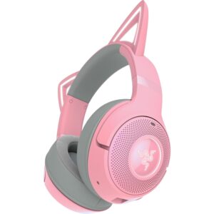 Razer Kraken Kitty V2 BT - Draadloze Bluetooth RGB Headset met Kitten Oren (Bluetooth 5.2, TriForce 40mm Drivers, geïntegreerde Mic, 325g Lichtgewicht, tot 40hr Batterij) Quartz
