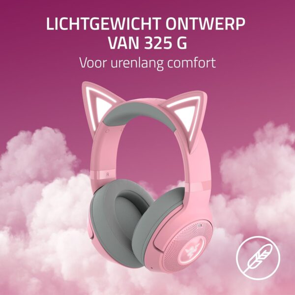 Razer Kraken Kitty V2 BT - Draadloze Bluetooth RGB Headset met Kitten Oren (Bluetooth 5.2, TriForce 40mm Drivers, geïntegreerde Mic, 325g Lichtgewicht, tot 40hr Batterij) Quartz