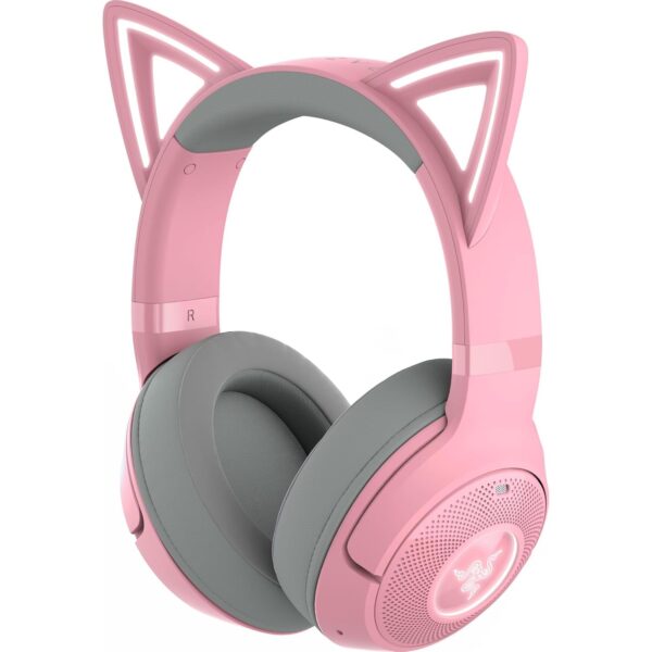 Razer Kraken Kitty V2 BT - Draadloze Bluetooth RGB Headset met Kitten Oren (Bluetooth 5.2, TriForce 40mm Drivers, geïntegreerde Mic, 325g Lichtgewicht, tot 40hr Batterij) Quartz