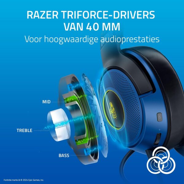 Razer Kraken V3 X - Fortnite Edition bedrade USB gaming headset (ultralichte headset, 40mm TriForce-luidsprekers, HyperClear-microfoon, RGB) Fortnite