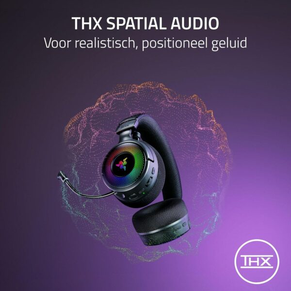 Razer Kraken V4 - Draadloze Gaming Headset (3 Modes Connectiviteit, TriForce 40mm Drivers, 9-Zone RGB Earcup Verlichting, Mix & Volume aanpassingen, THX Spatial Audio) Zwart