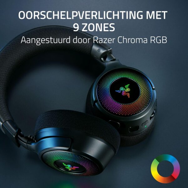 Razer Kraken V4 - Draadloze Gaming Headset (3 Modes Connectiviteit, TriForce 40mm Drivers, 9-Zone RGB Earcup Verlichting, Mix & Volume aanpassingen, THX Spatial Audio) Zwart
