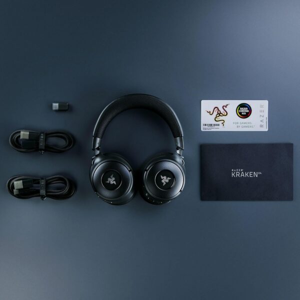 Razer Kraken V4 - Draadloze Gaming Headset (3 Modes Connectiviteit, TriForce 40mm Drivers, 9-Zone RGB Earcup Verlichting, Mix & Volume aanpassingen, THX Spatial Audio) Zwart