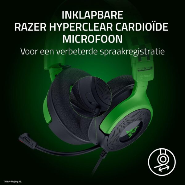 Razer Kraken V4 X Minecraft Edition - Bedrade USB PC Gaming Headset (TriForce 40mm Drivers, Intrekbare Cardioïde Mic, Surround Sound, Chroma RGB, voor PC & console via USB-C)...