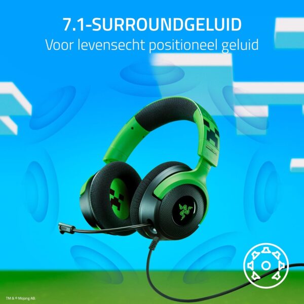 Razer Kraken V4 X Minecraft Edition - Bedrade USB PC Gaming Headset (TriForce 40mm Drivers, Intrekbare Cardioïde Mic, Surround Sound, Chroma RGB, voor PC & console via USB-C)...