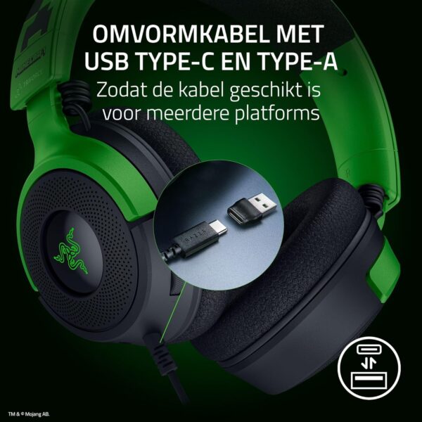 Razer Kraken V4 X Minecraft Edition - Bedrade USB PC Gaming Headset (TriForce 40mm Drivers, Intrekbare Cardioïde Mic, Surround Sound, Chroma RGB, voor PC & console via USB-C)...