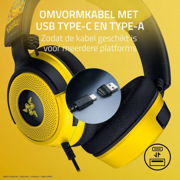 Razer Kraken V4 X Pokémon Edition - Bedrade USB PC Gaming Headset - TriForce 40mm Drivers - Intrekbare Cardioïde Mic - Surround Sound - Chroma RGB - voor PC & console via USB-C...