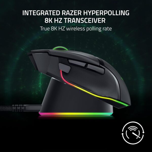 Razer Mouse Dock Pro & Charging Puck - Magnetic wireless charging base and charging module for compatible mice (magnetic dock with charging status RGB lighting, non-slip gecko...