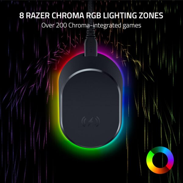 Razer Mouse Dock Pro & Charging Puck - Magnetic wireless charging base and charging module for compatible mice (magnetic dock with charging status RGB lighting, non-slip gecko...