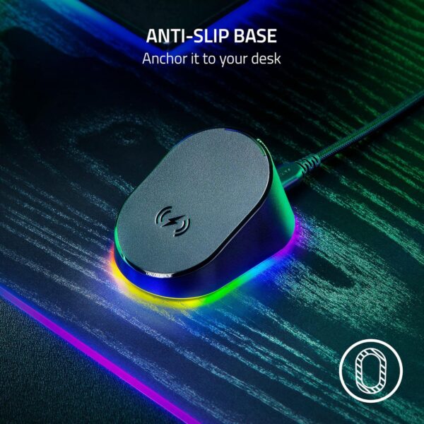 Razer Mouse Dock Pro & Charging Puck - Magnetic wireless charging base and charging module for compatible mice (magnetic dock with charging status RGB lighting, non-slip gecko...