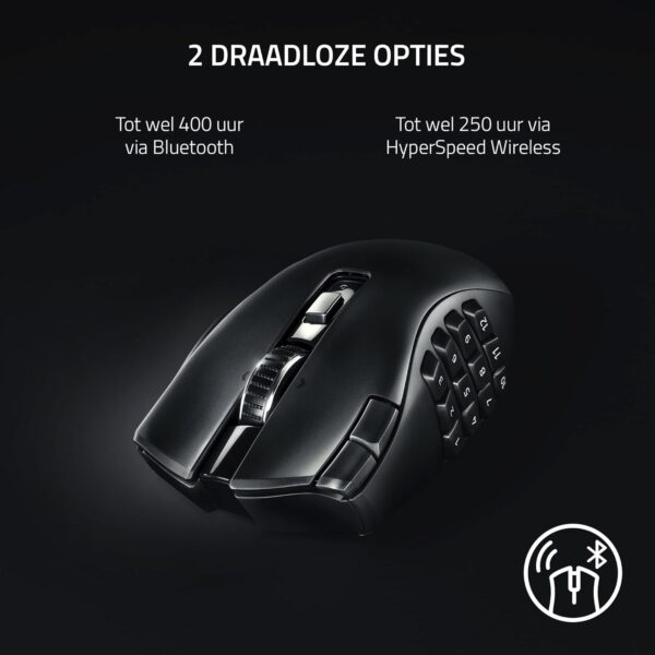 Razer Naga V2 HyperSpeed - Ergonomic Wireless MMO Gaming Mouse (19 Programmable Buttons, Wireless 2.4GHz, Bluetooth, Up to 250 Hours, Focus Pro 30K Optical Sensor) Black