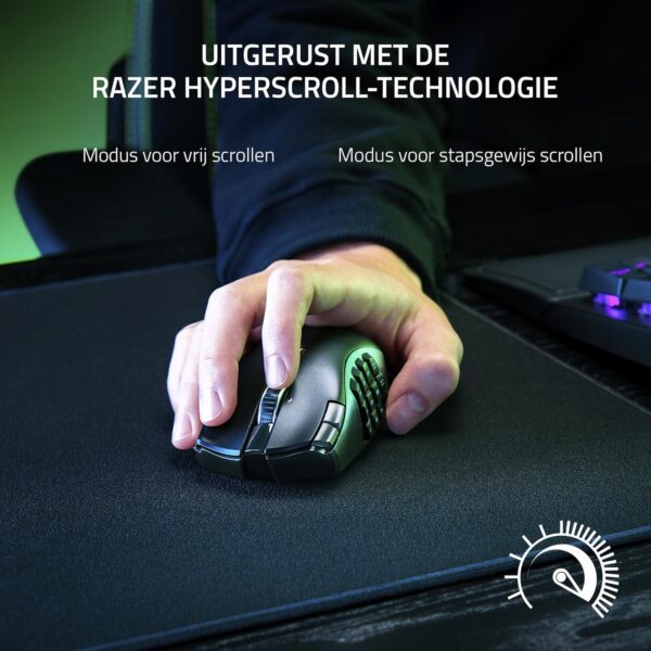 Razer Naga V2 HyperSpeed - Ergonomic Wireless MMO Gaming Mouse (19 Programmable Buttons, Wireless 2.4GHz, Bluetooth, Up to 250 Hours, Focus Pro 30K Optical Sensor) Black