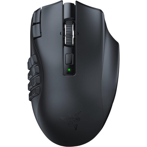 Razer Naga V2 HyperSpeed - Ergonomic Wireless MMO Gaming Mouse (19 Programmable Buttons, Wireless 2.4GHz, Bluetooth, Up to 250 Hours, Focus Pro 30K Optical Sensor) Black
