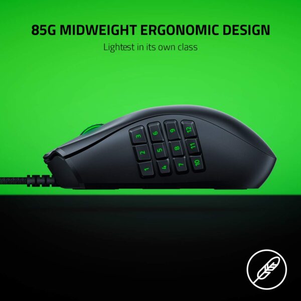 Razer Naga X Wired MMO Gaming Mouse: 18K DPI Optical Sensor - 2nd Generation Razer Optical Switch - Chroma RGB Lighting - 16 Programmable Buttons - 85g - Classic Black