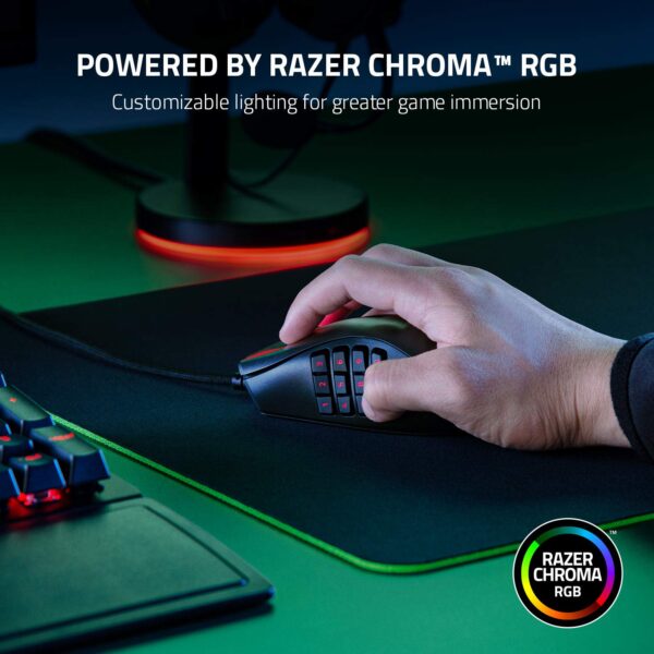 Razer Naga X Wired MMO Gaming Mouse: 18K DPI Optical Sensor - 2nd Generation Razer Optical Switch - Chroma RGB Lighting - 16 Programmable Buttons - 85g - Classic Black