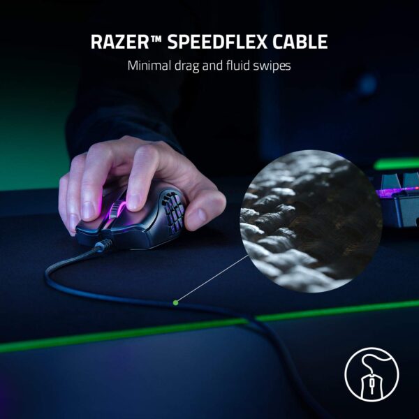 Razer Naga X Wired MMO Gaming Mouse: 18K DPI Optical Sensor - 2nd Generation Razer Optical Switch - Chroma RGB Lighting - 16 Programmable Buttons - 85g - Classic Black