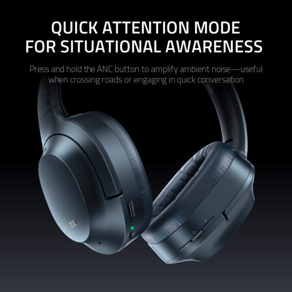 Razer Opus X (Green) - Draadloze headset met lage latentie en ANC-technologie (Bluetooth 5.0, Op maat afgestemde drivers van 40 mm, Ingebouwde microfoons, Batterijduur tot 40...