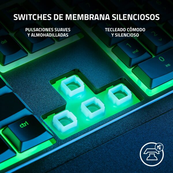Razer Ornata V3 X Low Profile Gaming Keyboard (Silent Membrane Switch, UV-Coated Keys, Durable and Leak-Proof Design), ES Design, Black