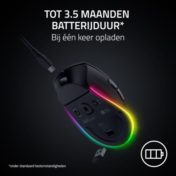 Razer Pro Click V2 - Wireless ergonomic mouse - AI Prompt Assist - 30K optical sensor - 3.5 months battery life (14 zones Chroma RGB, HyperScroll tilting mouse wheel) Black