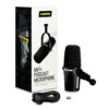 Shure MV7+ Podcast Microphone-Enhanced Audio, LED Touch Panel, USB-C & XLR Outputs, Auto Level Mode, Digital Pop Filter, Reverb Effects, Podcasting, Streaming, Recording - Black