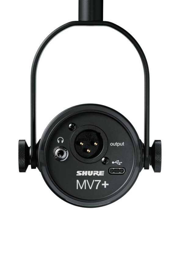 Shure MV7+ Podcast Microphone-Enhanced Audio, LED Touch Panel, USB-C & XLR Outputs, Auto Level Mode, Digital Pop Filter, Reverb Effects, Podcasting, Streaming, Recording - Black