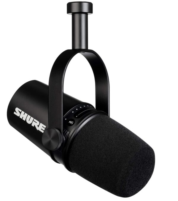Shure MV7+ Podcast Microphone-Enhanced Audio, LED Touch Panel, USB-C & XLR Outputs, Auto Level Mode, Digital Pop Filter, Reverb Effects, Podcasting, Streaming, Recording - Black