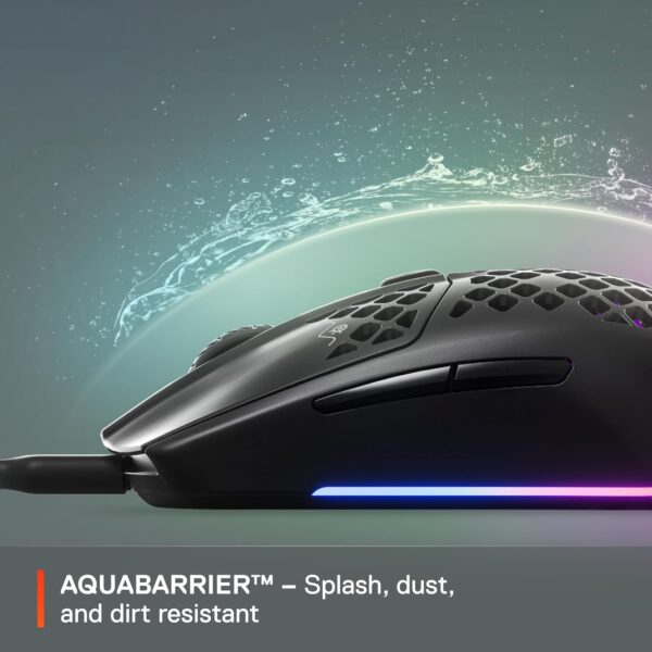 SteelSeries Aerox 3 - Holey RGB Gaming Mouse - Ultralight Waterproof Design - 8,500 DPI TrueMove Core Optical Sensor - Onyx