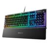 SteelSeries Apex 3 RGB Gaming Keyboard, RGB Lighting, 10 Zones, IP32 Waterproof, Magnetic Wrist Rest, Portuguese QWERTY Keyboard