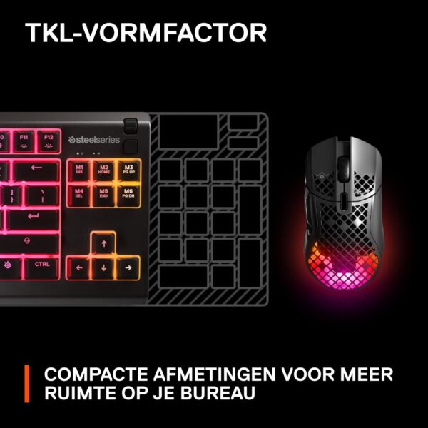 SteelSeries Apex 3 TKL RGB Gaming Keyboard - Compact TKL Keyboard for Esports - 8-Zone RGB Lighting - US QWERTY Layout - Black