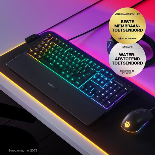 SteelSeries Apex 3 TKL RGB Gaming Keyboard - Compact TKL Keyboard for Esports - 8-Zone RGB Lighting - US QWERTY Layout - Black