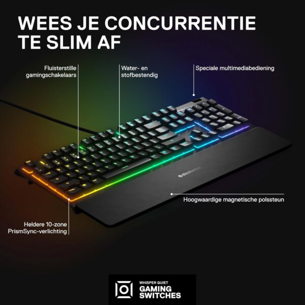 SteelSeries Apex 3 TKL RGB Gaming Keyboard - Compact TKL Keyboard for Esports - 8-Zone RGB Lighting - US QWERTY Layout - Black