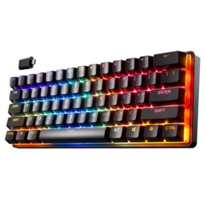SteelSeries Apex Pro Mini Wireless HyperMagnetic Gaming Keyboard – World's Fastest Keyboard – Compact 60% Design – RGB – PBT Keycaps – Bluetooth – 2.4GHz – USB-C – French AZERTY...
