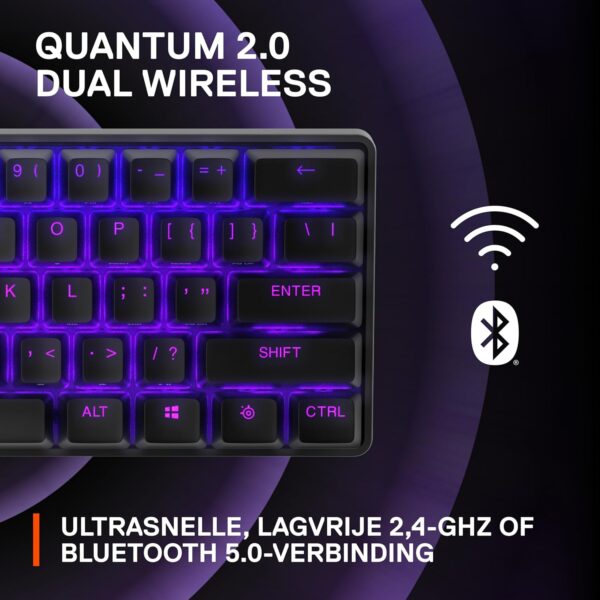 SteelSeries Apex Pro Mini Wireless HyperMagnetic Gaming Keyboard – World's Fastest Keyboard – Compact 60% Design – RGB – PBT Keycaps – Bluetooth – 2.4GHz – USB-C – French AZERTY...